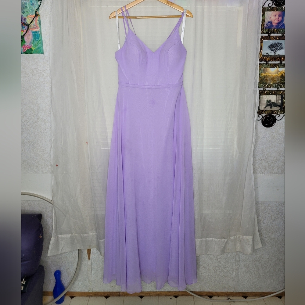Azazie Janine Lilac Bridesmade Dress A8 A-Line V-Neck Chiffon Princess Fairy